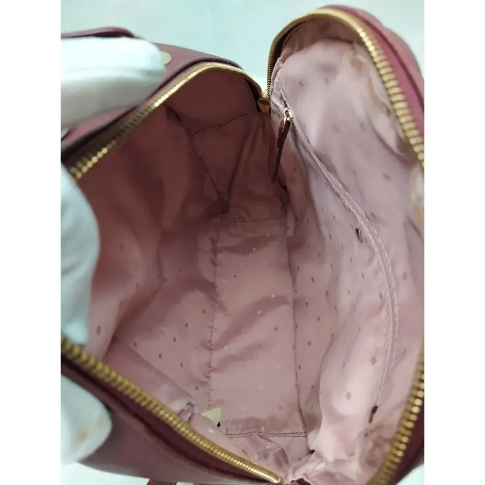 Kate Spade New York Maroon Leather Quilted Top Handle Zipper Closure Backpack